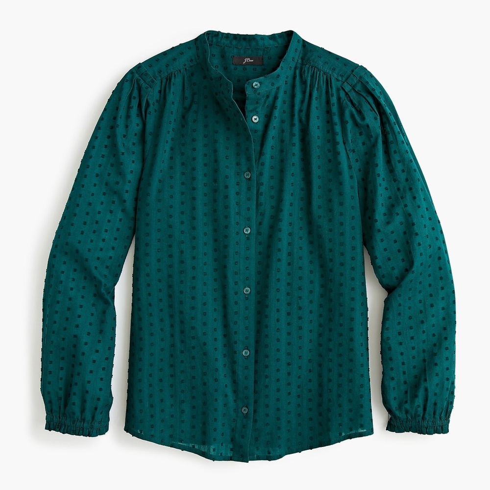JCREW Button-Down Shirt in Swiss Dot NWT M Green